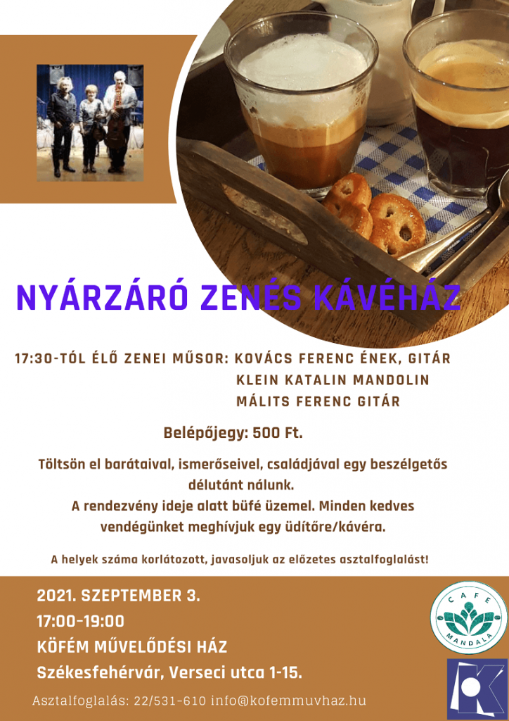 Nyárzáró zenés kávéház plakát